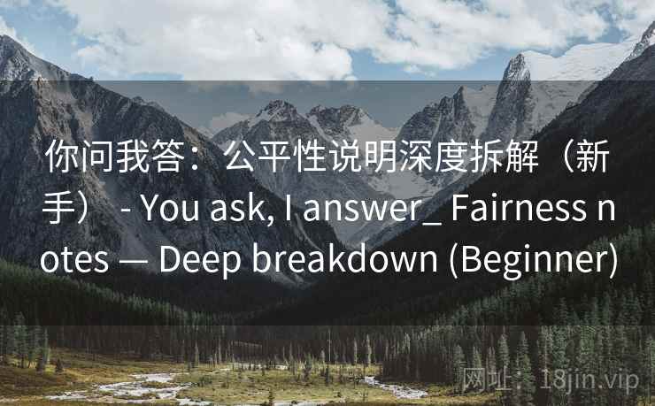 你问我答：公平性说明深度拆解（新手） - You ask, I answer_ Fairness notes — Deep breakdown (Beginner)  第2张